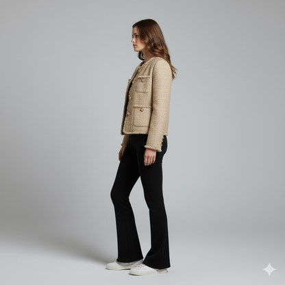 Classic Short Tweed Winter Jacket for Women