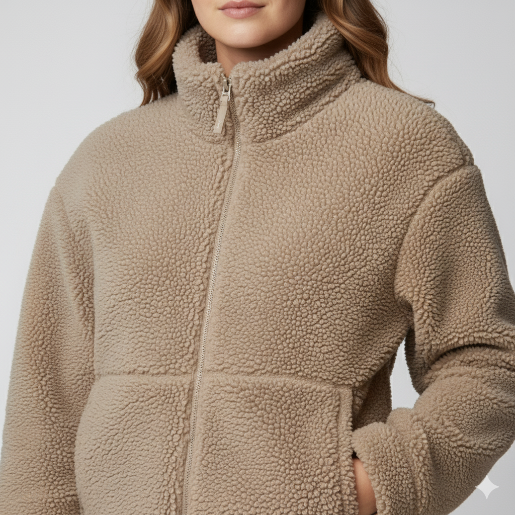 Cozy Womens Fleece Oversized Zip Up Jacket