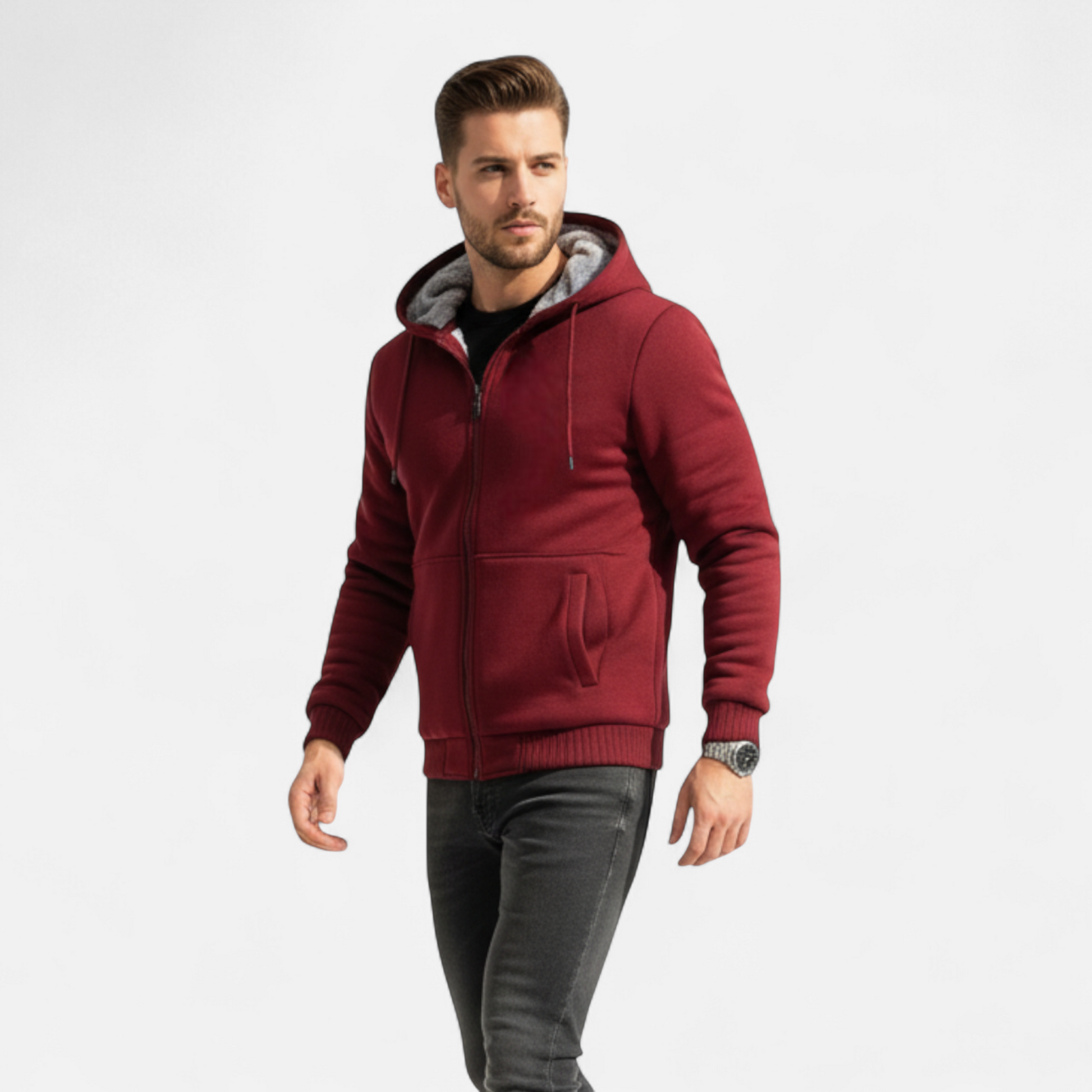Warm Men's Fleece Hoodie Jacket - OutfitLondon