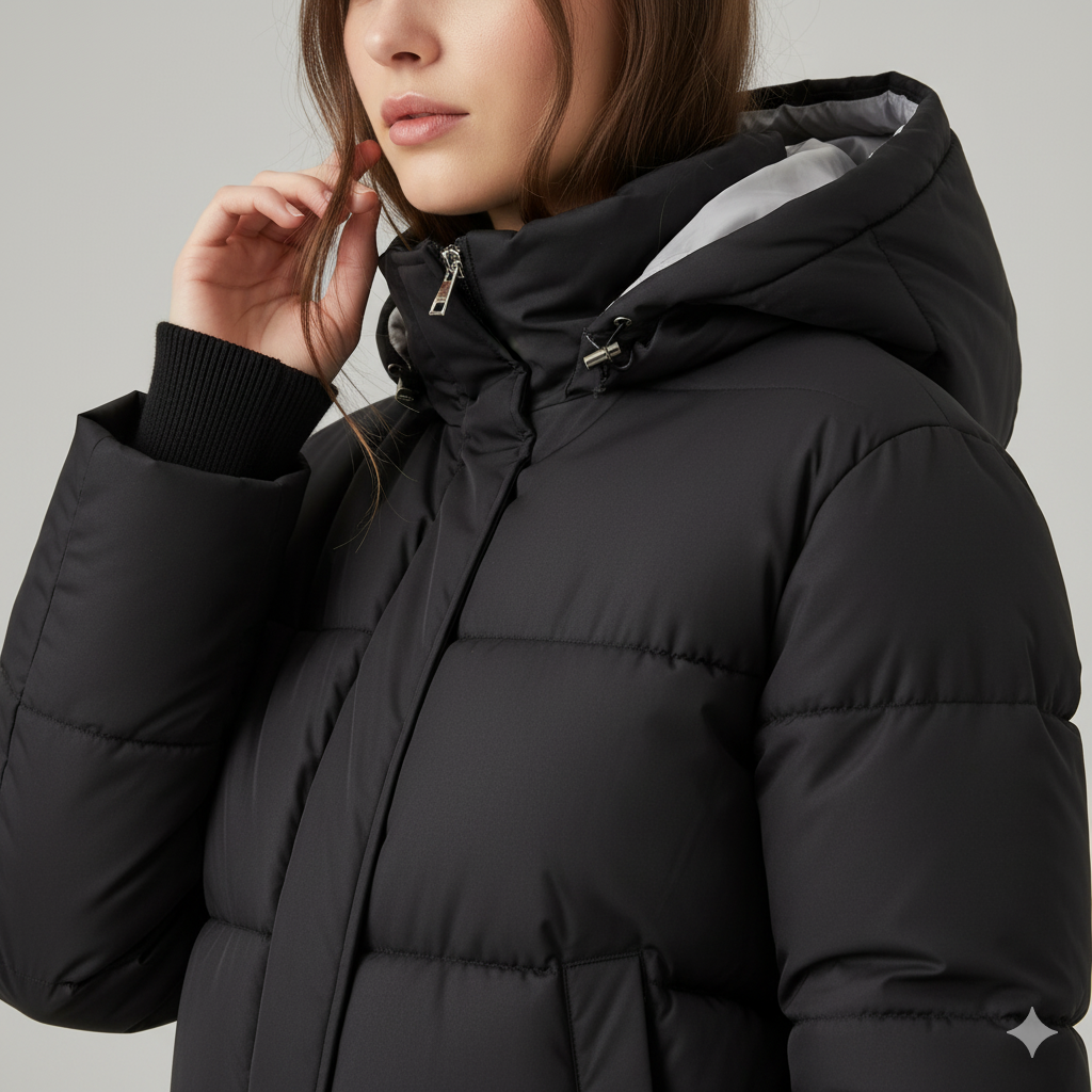 Warm Women's Puffer Coat with Pockets Long Parka