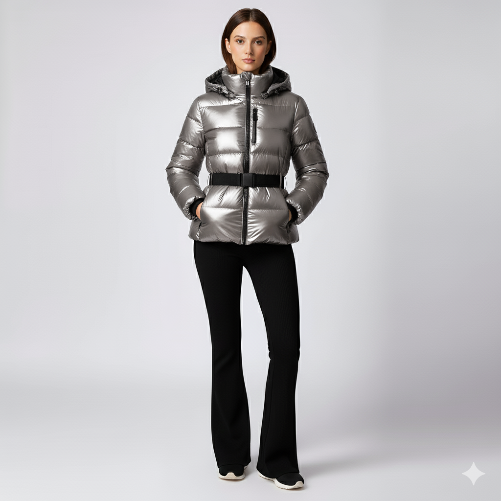 Fashionable Ladies Cotton Coat with Fitted Waist