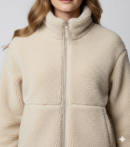 Cozy Womens Fleece Oversized Zip Up Jacket