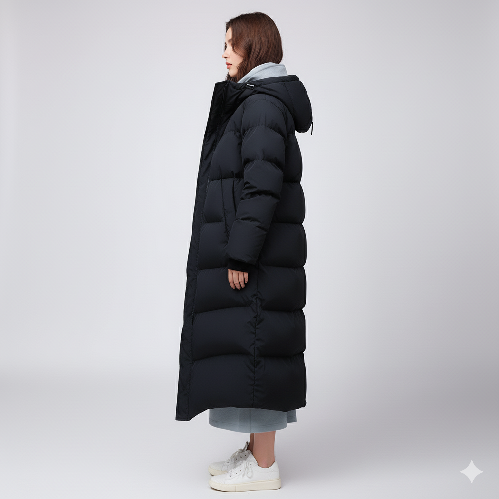 Warm Women's Puffer Coat with Pockets Long Parka