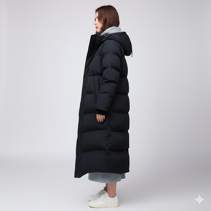 Warm Women's Puffer Coat with Pockets Long Parka