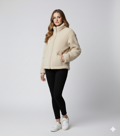 Cozy Womens Fleece Oversized Zip Up Jacket