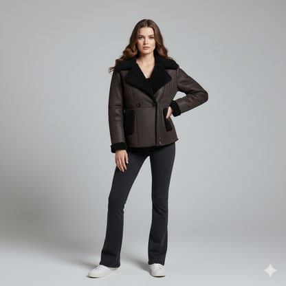 Women's Faux Leather Fall Jacket with Soft Inner Lining - OutfitLondon