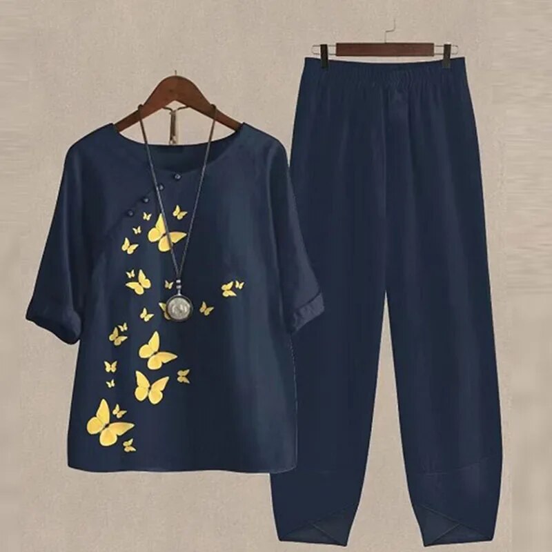 Gemma Set | Printed Top and Tapered Trousers Co-ord