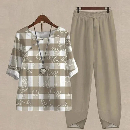 Trendy Print Co-ord Set: Top and Slim Fit Pants - OutfitLondon