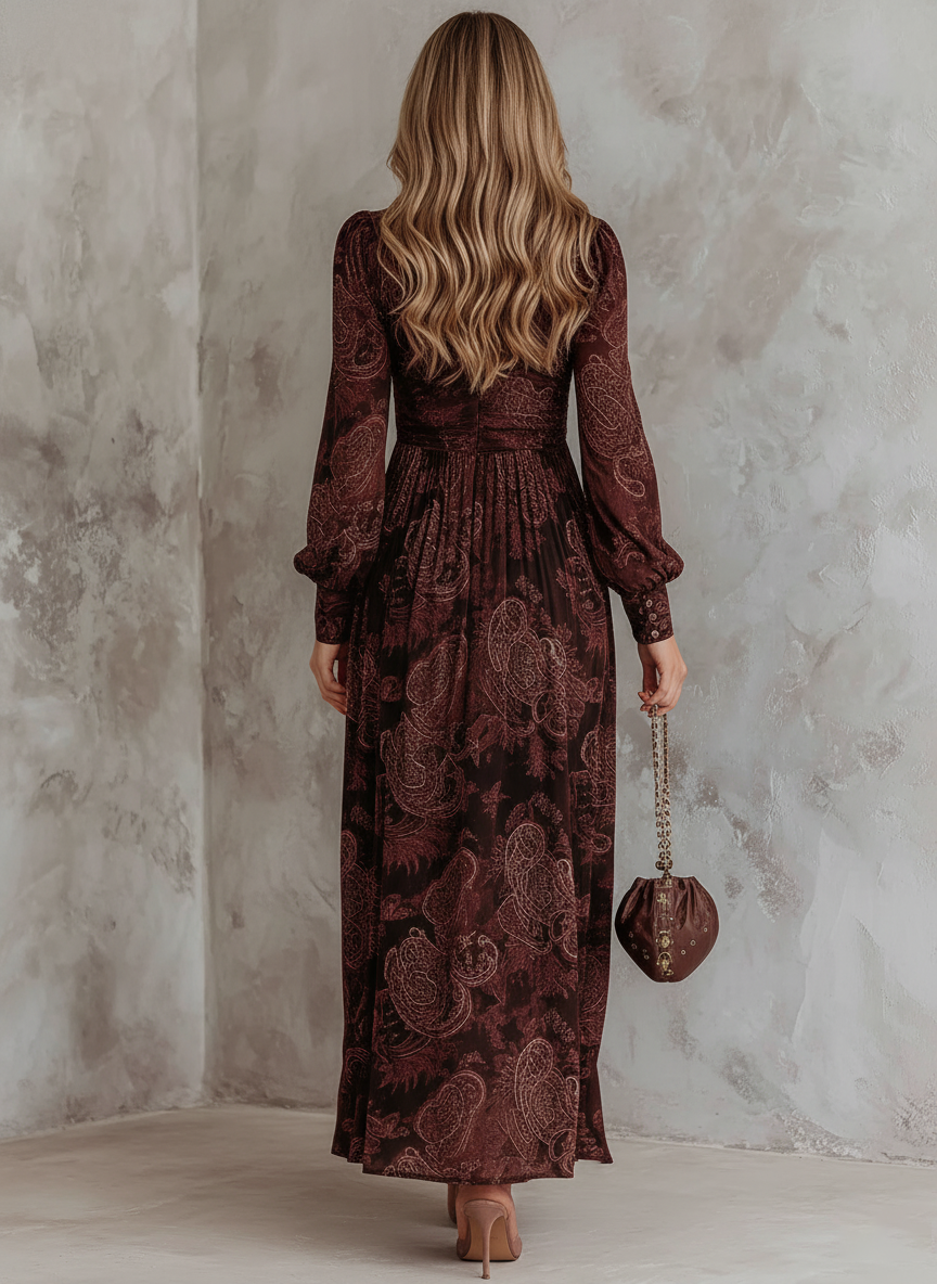 Boho Chic Floral Maxi Dress with Zip Waist
