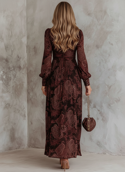 Boho Chic Floral Maxi Dress with Zip Waist