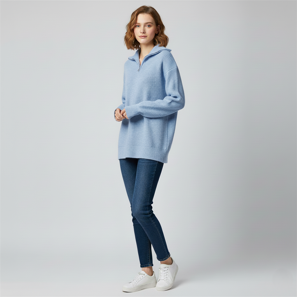 Women's Casual Zip Neck Sweatshirt