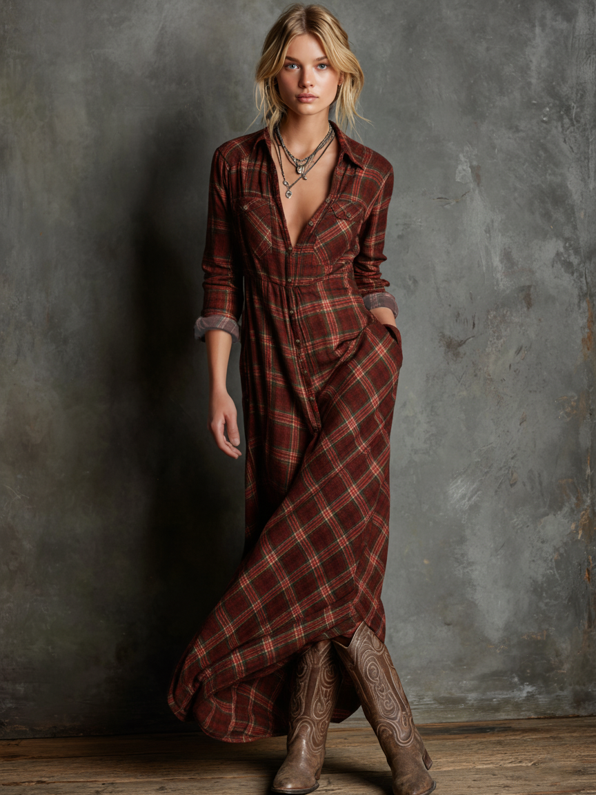 Timeless Plaid Shirt Dress for Women
