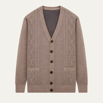 Classic Men's Crew Neck Knit Cardigan Sweater - OutfitLondon