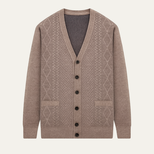 Classic Men's Crew Neck Knit Cardigan Sweater - OutfitLondon