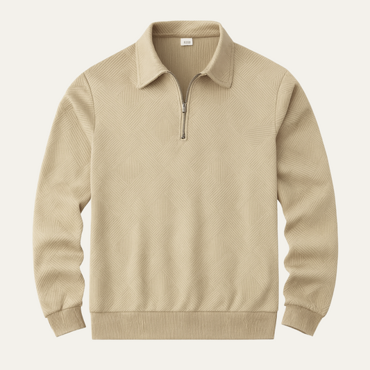 Relaxed Fit Mens Zip Polo Sweater - OutfitLondon