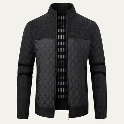 Men's Black Thermal Puffer Zip Jacket - OutfitLondon