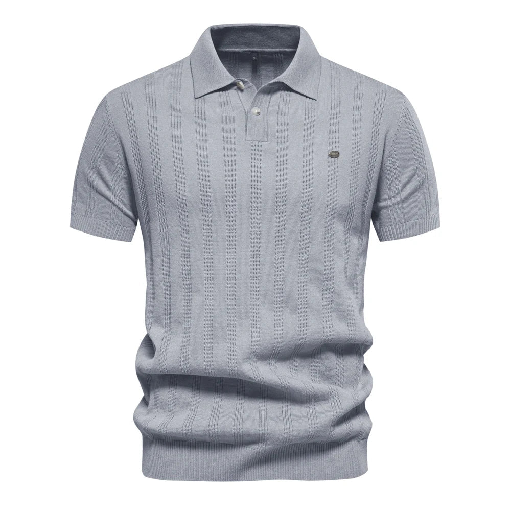 Casual Striped Polo Shirt for Men Short Sleeve