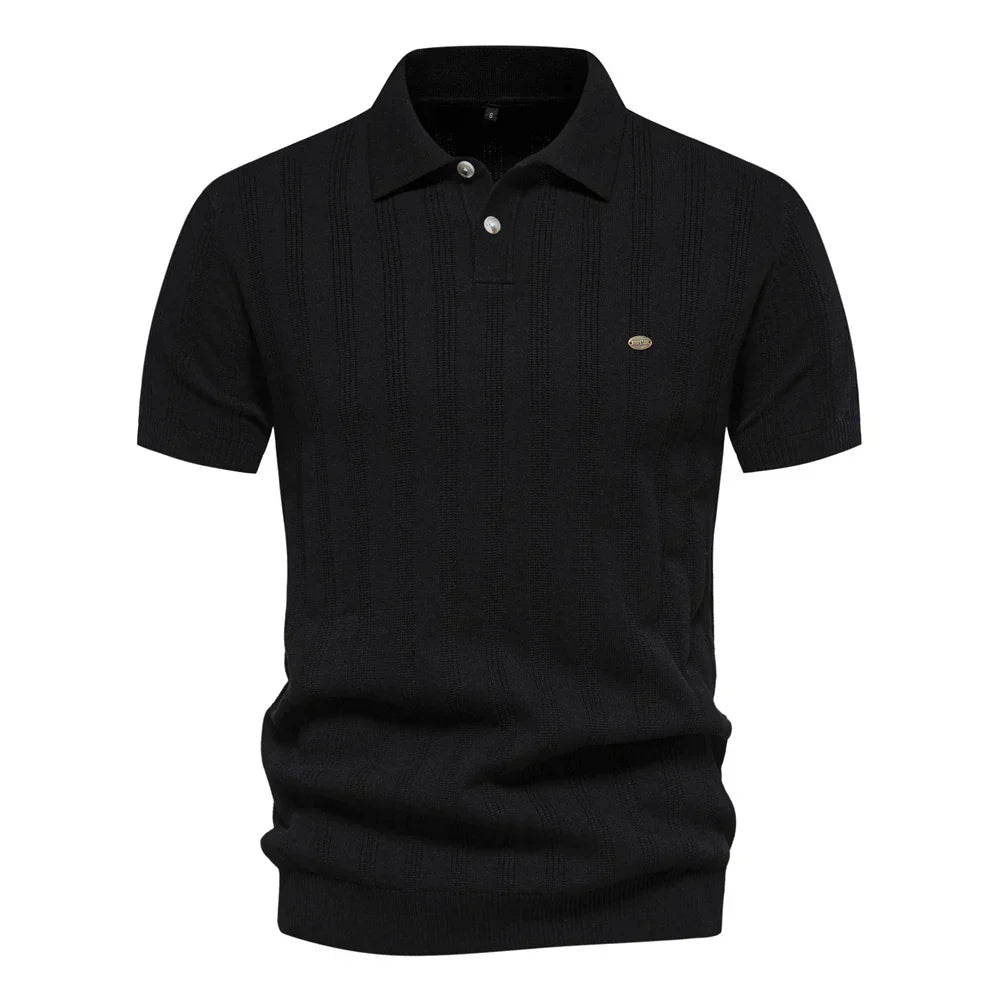 Casual Striped Polo Shirt for Men Short Sleeve