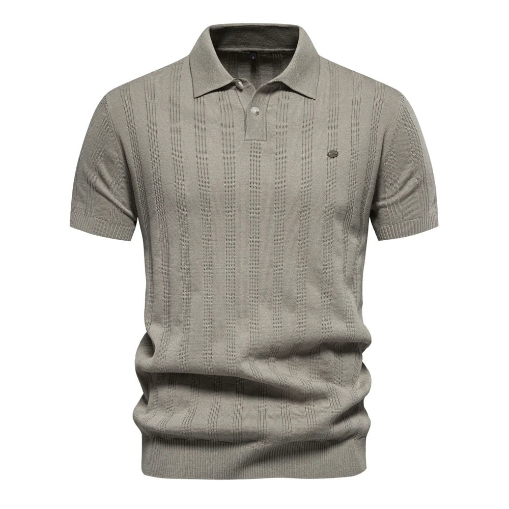 Casual Striped Polo Shirt for Men Short Sleeve
