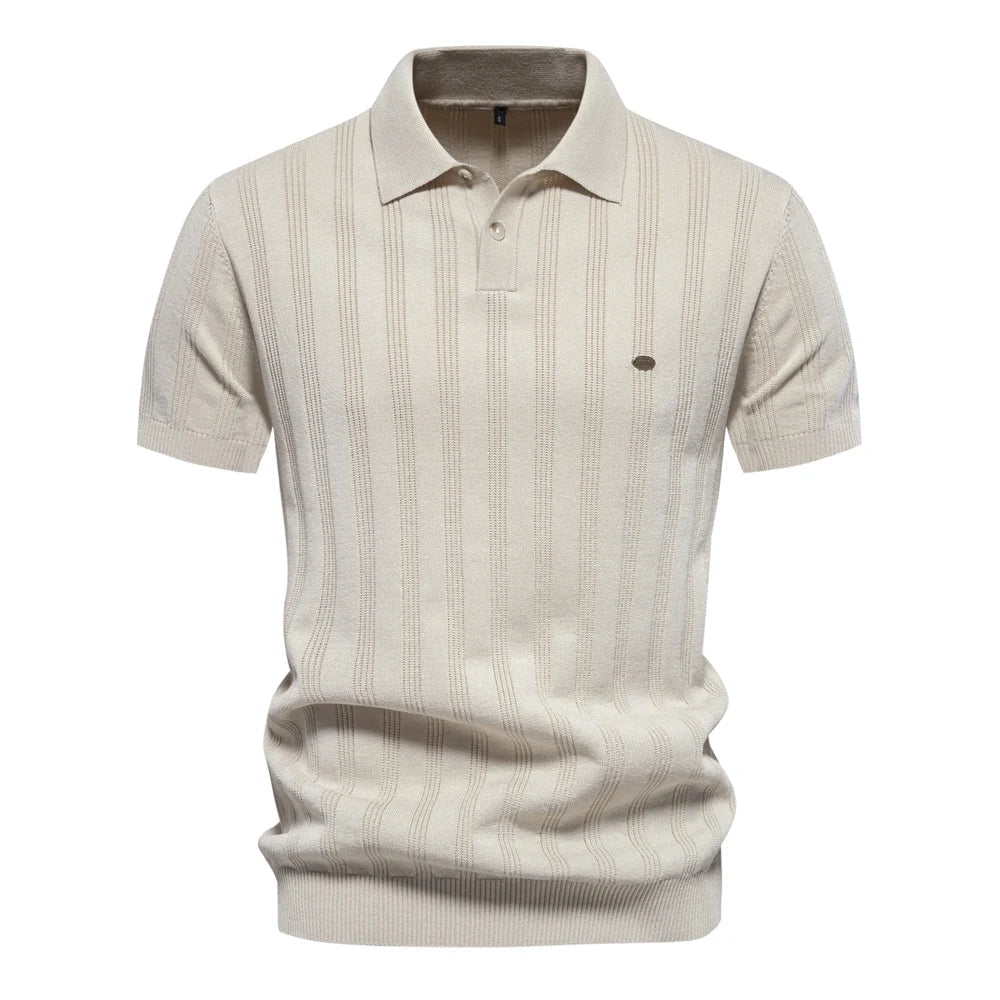 Casual Striped Polo Shirt for Men Short Sleeve - OutfitLondon