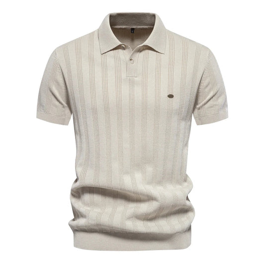 Casual Striped Polo Shirt for Men Short Sleeve - OutfitLondon