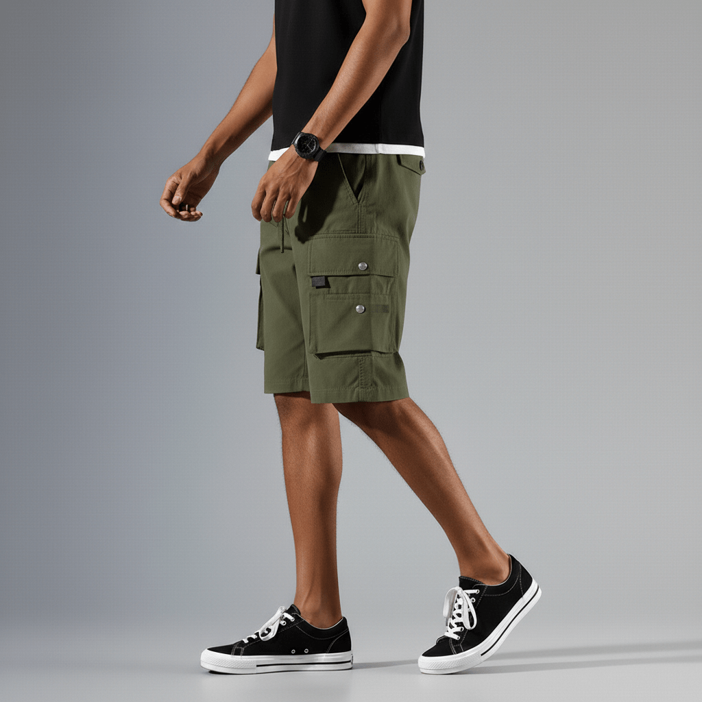 Relaxed Fit Cargo Shorts with Side Pockets