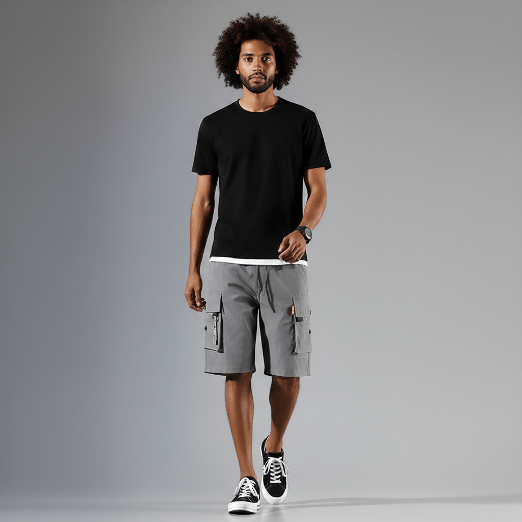 Relaxed Fit Cargo Shorts with Side Pockets