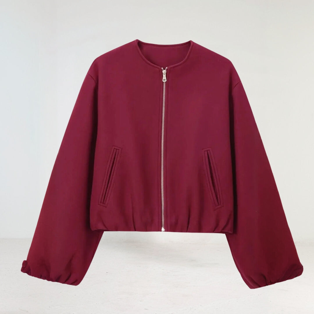 Fashionable Zip Up Bomber Jacket for Women