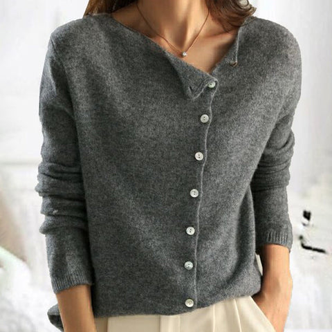 Women's Knit Sweater Button Detail - OutfitLondon