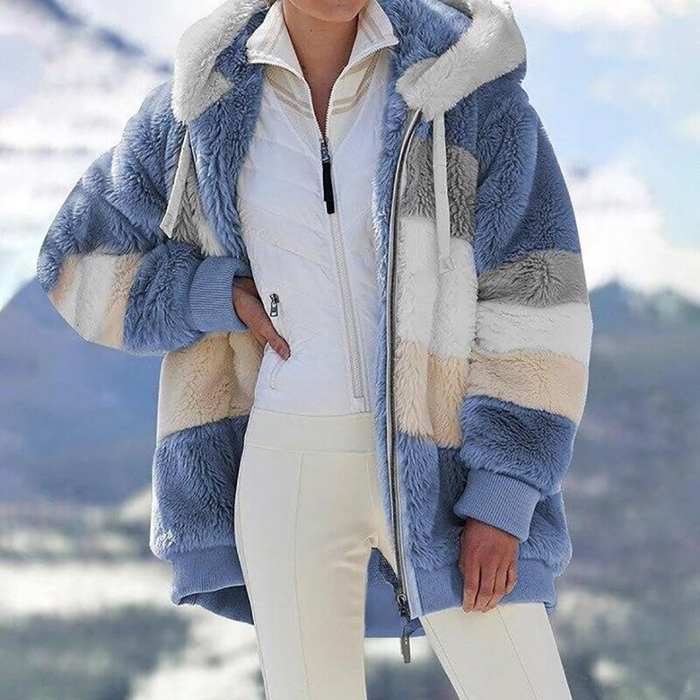 Warm Quilted Ladies Woolen Winter Parka Coat - OutfitLondon