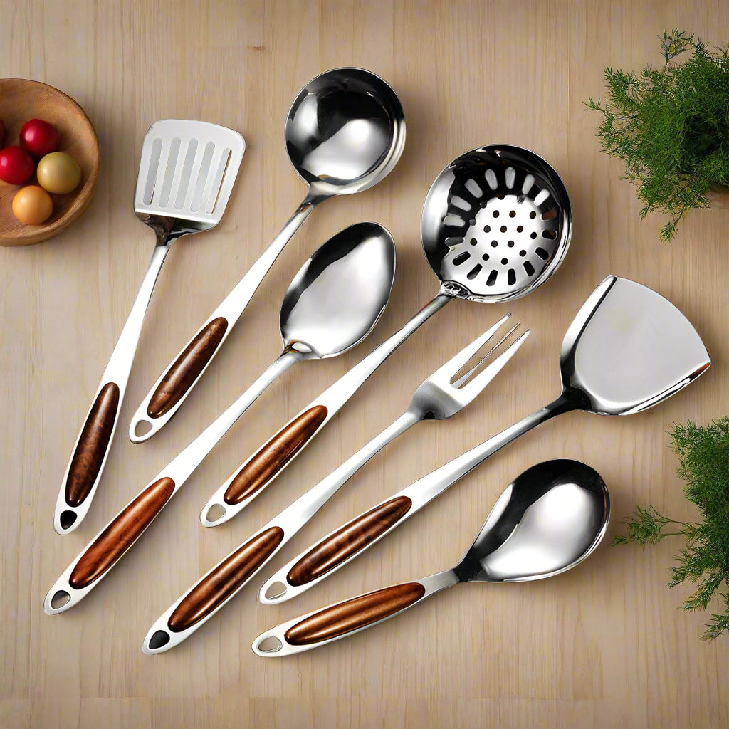 Pro Kitchen 10 Piece Stainless Steel Tool Set with Soft Grip - OutfitLondon