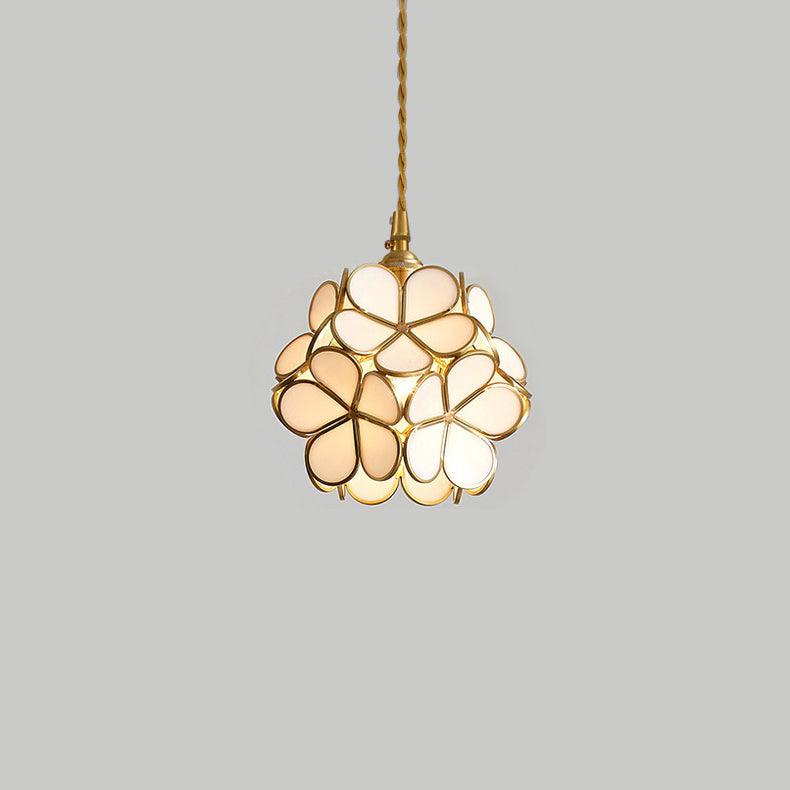Classic Glass Pendant Light with Brass Accent