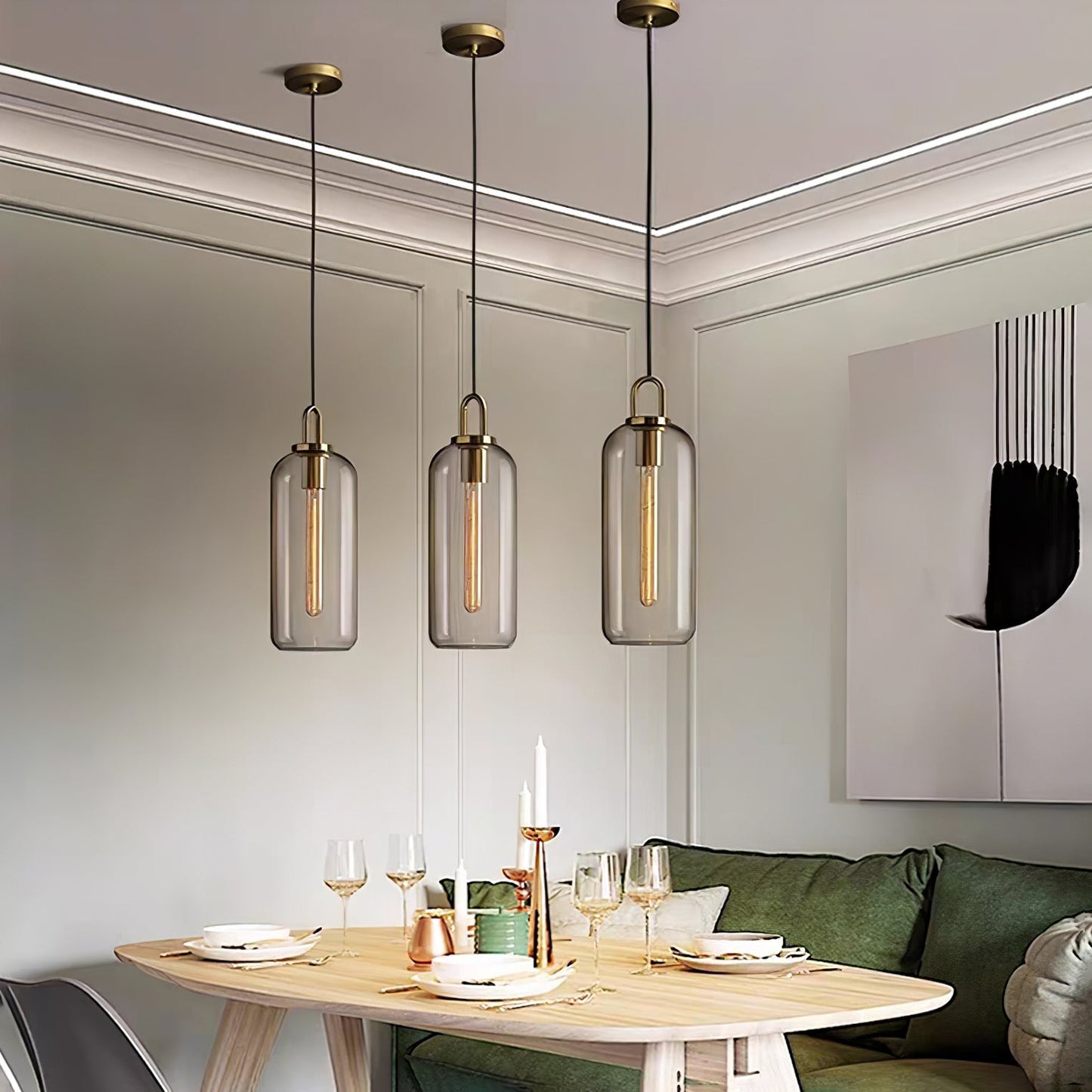 Sleek Glass Metal Pendant Light Fixture