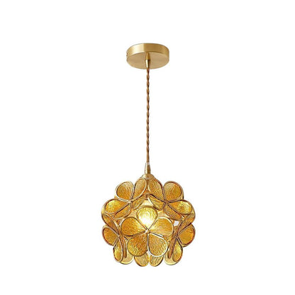 Classic Glass Pendant Light with Brass Accent