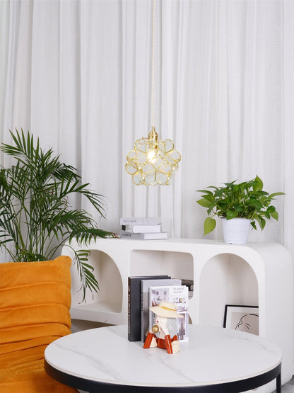 Classic Glass Pendant Light with Brass Accent
