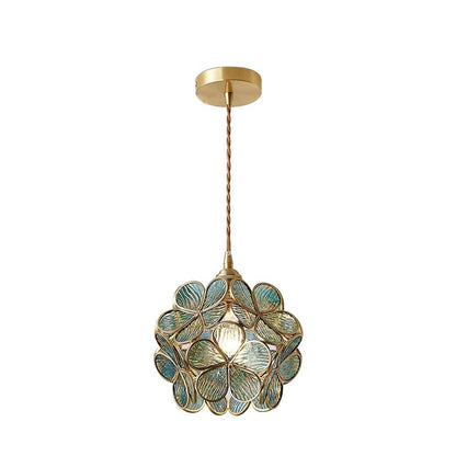 Classic Glass Pendant Light with Brass Accent