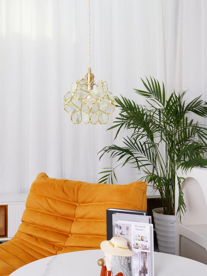 Classic Glass Pendant Light with Brass Accent