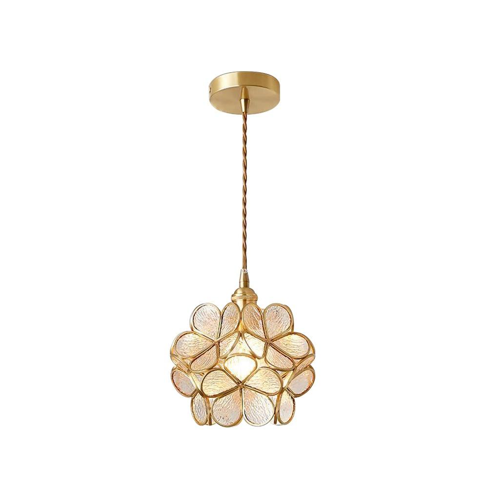 Classic Glass Pendant Light with Brass Accent