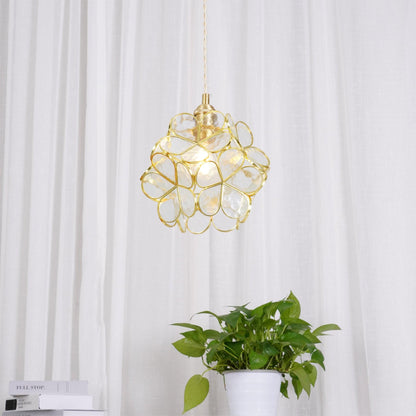 Classic Glass Pendant Light with Brass Accent