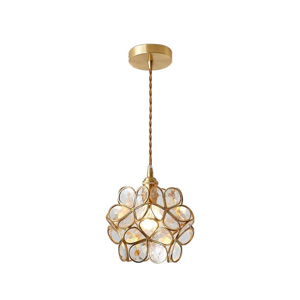 Classic Glass Pendant Light with Brass Accent