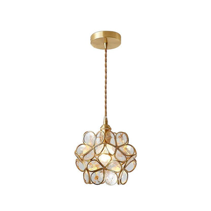Classic Glass Pendant Light with Brass Accent