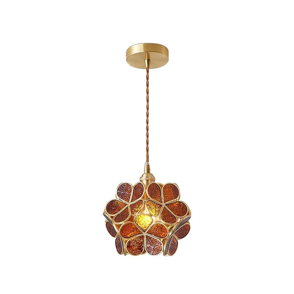 Classic Glass Pendant Light with Brass Accent