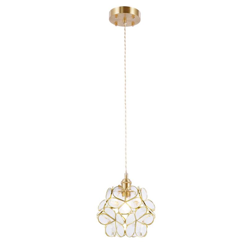 Classic Glass Pendant Light with Brass Accent