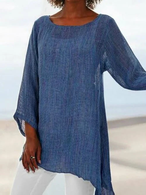 Casual Long Sleeve Round Neck Women's Top - OutfitLondon