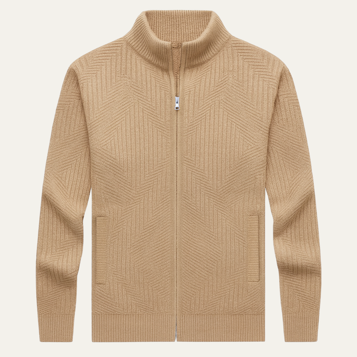 Stylish Men's Patterned Zipper Knit Sweater - OutfitLondon