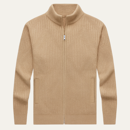 Stylish Men's Patterned Zipper Knit Sweater - OutfitLondon