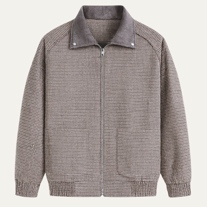 Relaxed Fit Plaid Zip Up Mens Jacket - OutfitLondon