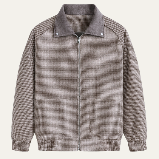 Relaxed Fit Plaid Zip Up Mens Jacket - OutfitLondon