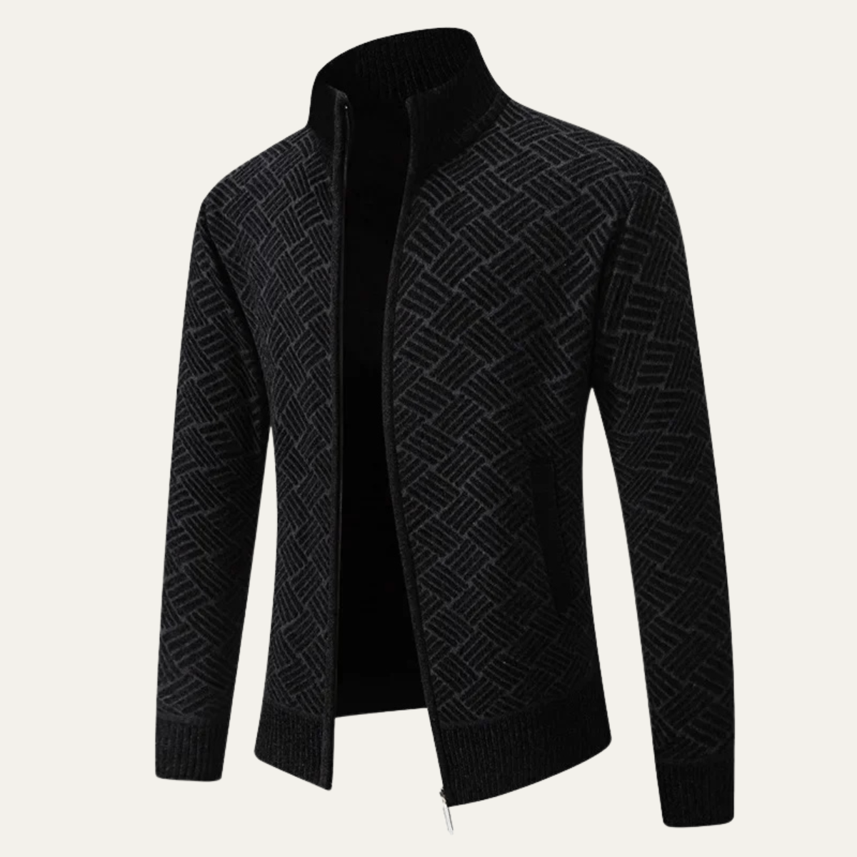 Cozy Men's Fleece Lined Knit Zip Up Cardigan