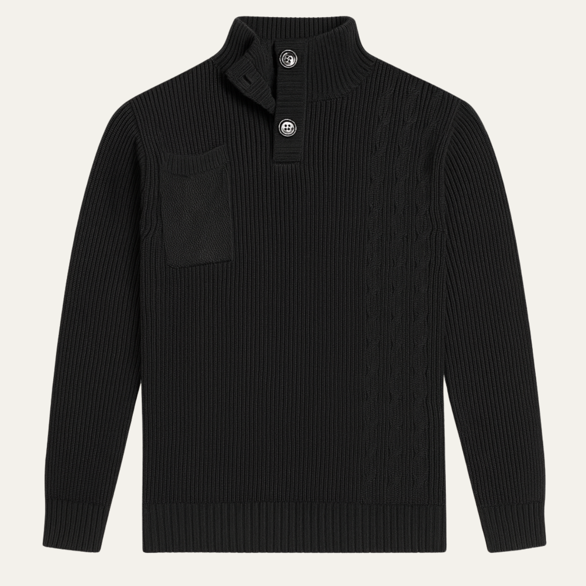 Classic Men's Crew Neck Knit Sweater with Pocket - OutfitLondon